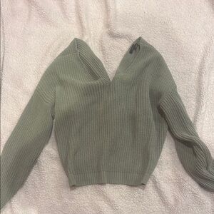 Women's Green V-Neck Sweater